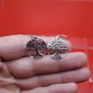 925 Sterling Silver Bright Tree Of Life Dangle Earrings